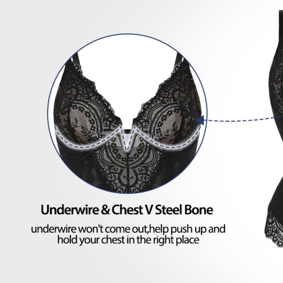 Sexy Lace Shapewear Bodysuit Women's Sleeveless V Neck Tummy Control Backless - Picture 6 of 7